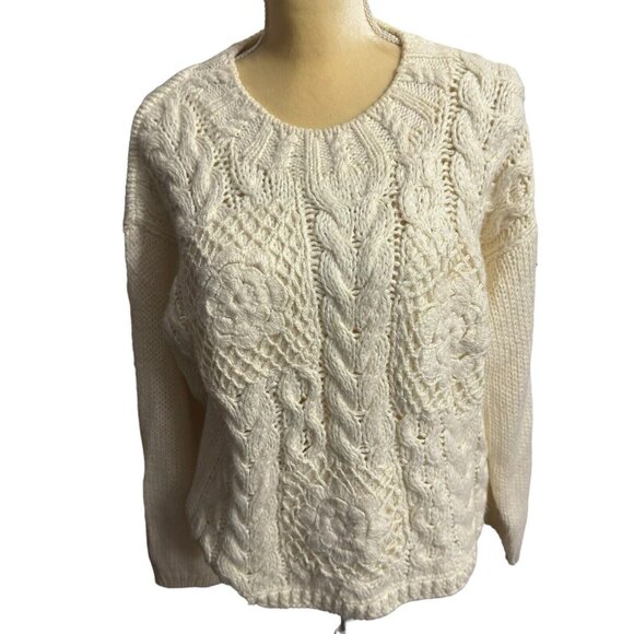 Vintage Colleen’s Collectables Sweater Women's Large Granny Cable Knit Hand Knit - Picture 1 of 6